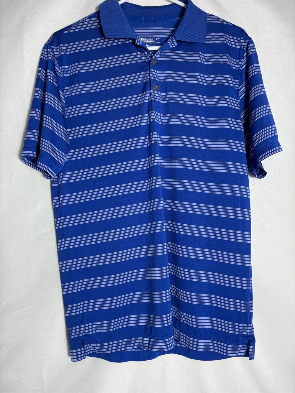 Nike Golf Tour Performance Dri Fit Polo Shirt Blue White Striped Men's Size S